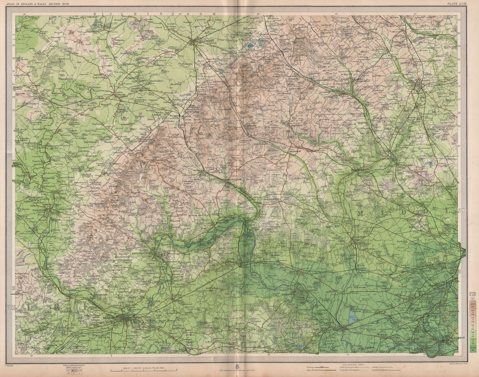 CHILTERNS & WEST LONDON. Aylesbury Reading Slough High Wycombe. LARGE 1903 map